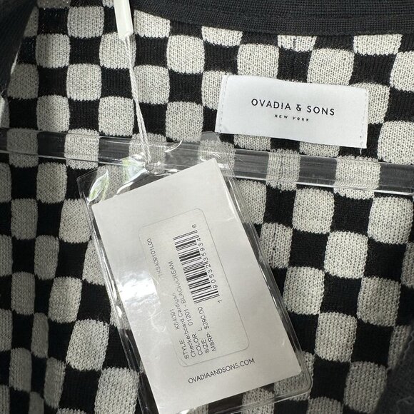 Ovadia & Sons Cardigan Sweater Checkerboard Wool Large - Picture 4 of 12